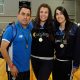 Alejandro Marin (DT), Joudie Gomez, Fernanda Zuñiga. Voleibol La Serena 1 lugar